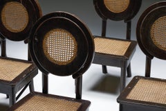 Dining Chairs with Cane Circle Backs, Early 20th Century