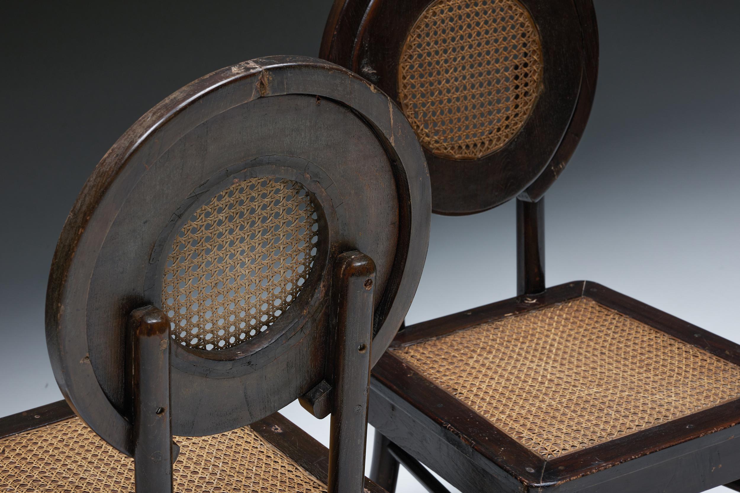 Dining Chairs with Cane Circle Backs, Early 20th Century For Sale 3