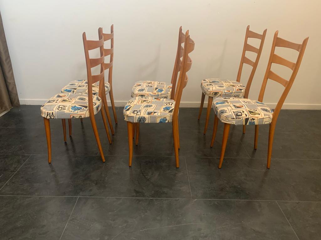 Mid-Century Modern Dining Chairs with Removable Fabric, 1950s, Set of 6