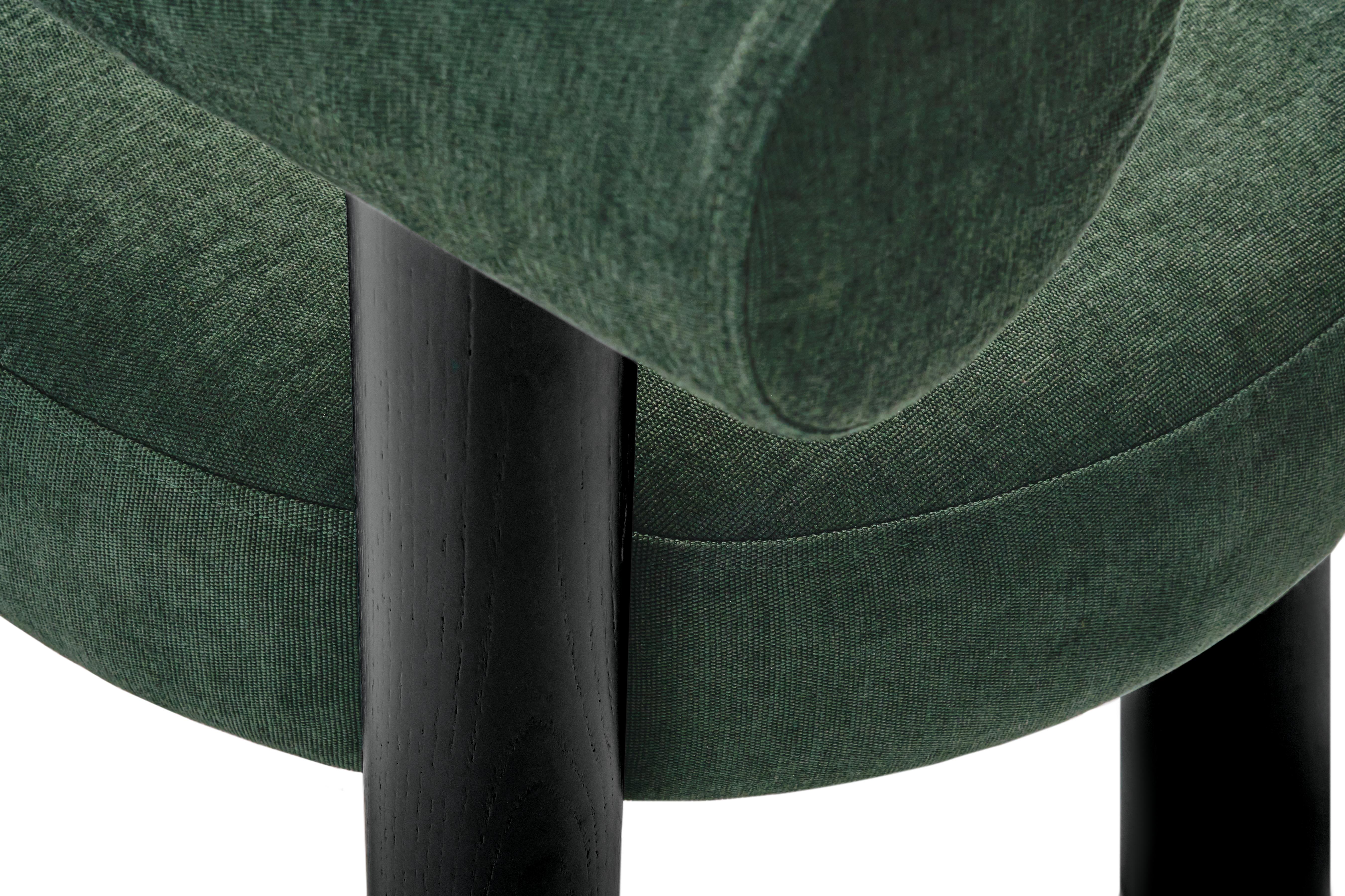 Dining Chairs x6 Counter Chairs x2 'Gropius CS2' Black Wood Legs, Green Velvet In New Condition For Sale In Paris, FR