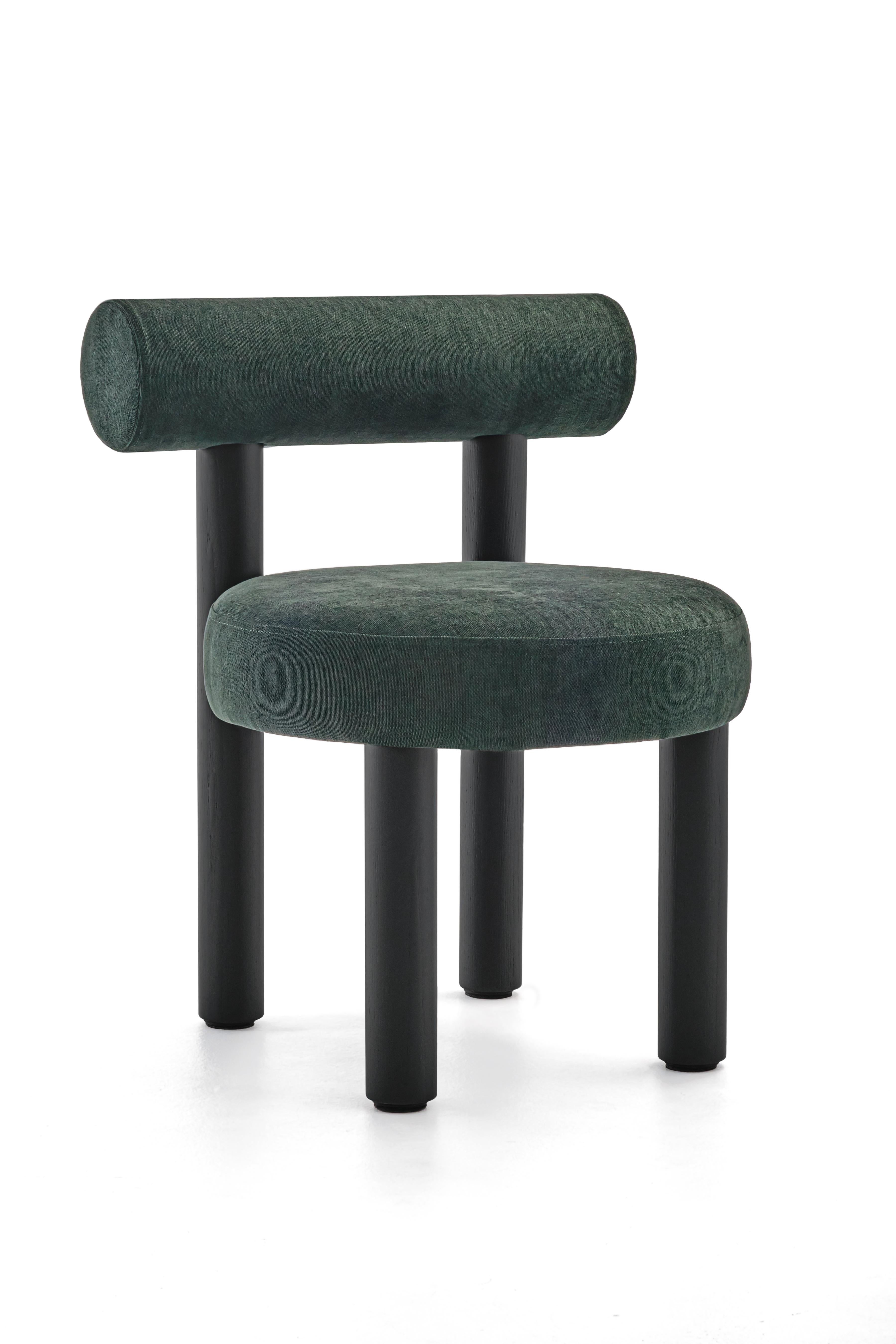 Contemporary Dining Chairs x6 Counter Chairs x2 'Gropius CS2' Black Wood Legs, Green Velvet For Sale