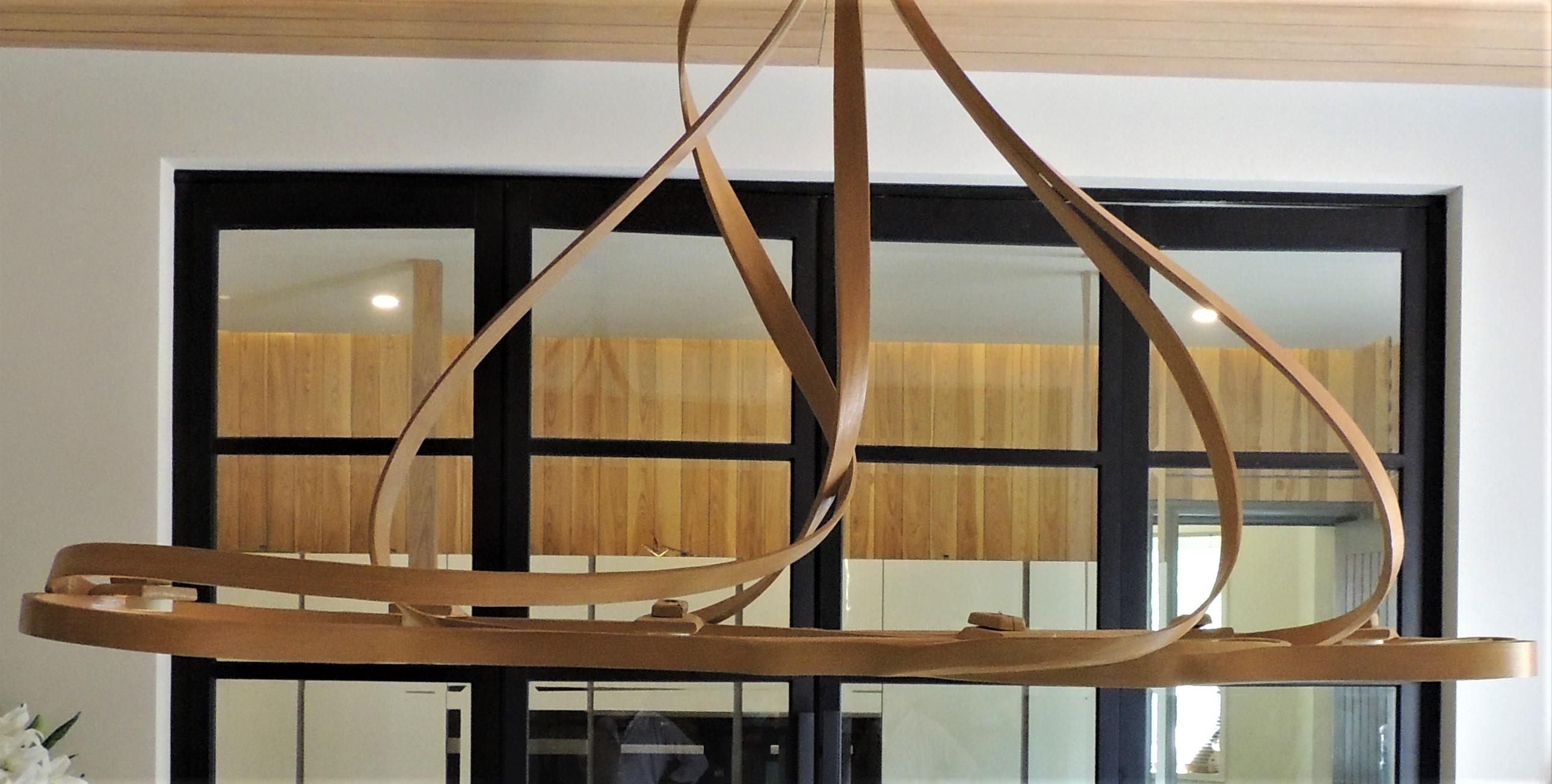 Modern Chandelier No. 2 - Vrksa Series by Raka Studio made in Ash Wood For Sale