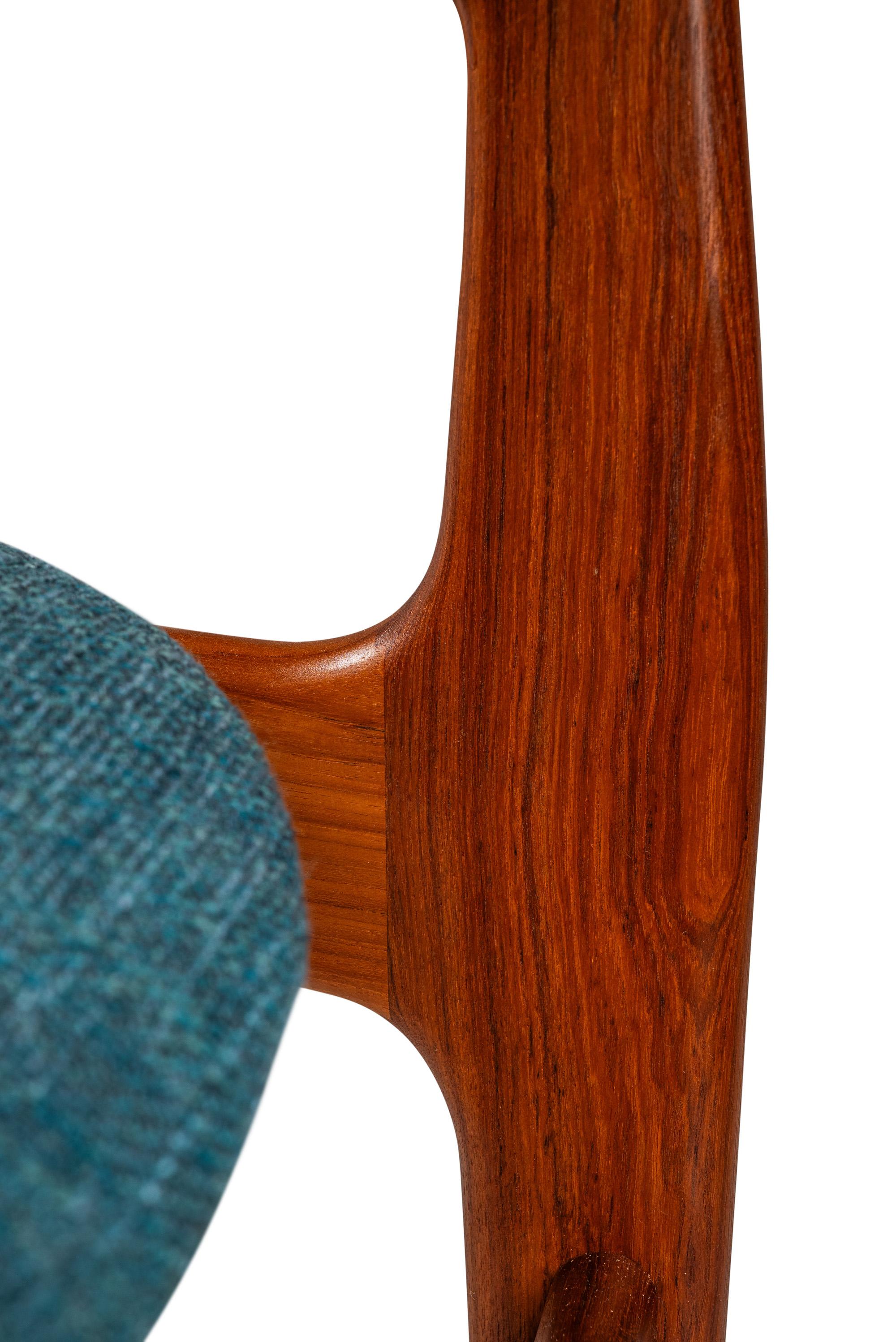 Dining / Desk / Chair in Solid Teak & New Upholstery by Benny Linden, c. 1980s For Sale 2