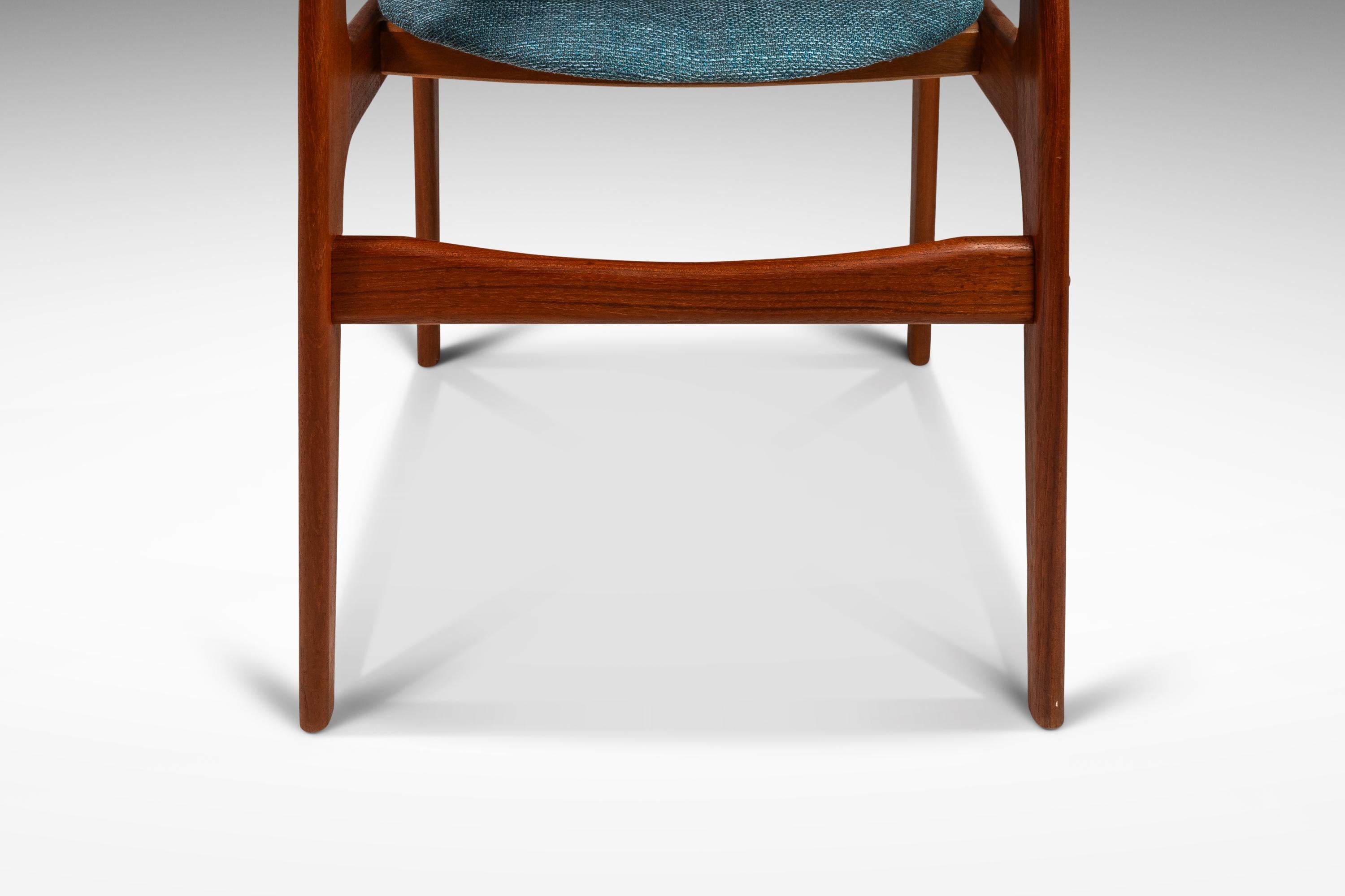 Chaise de salle à manger/de bureau/chaise en teck massif et nouveau tissu d'ameublement de Benny Linden, vers 1980 en vente 8