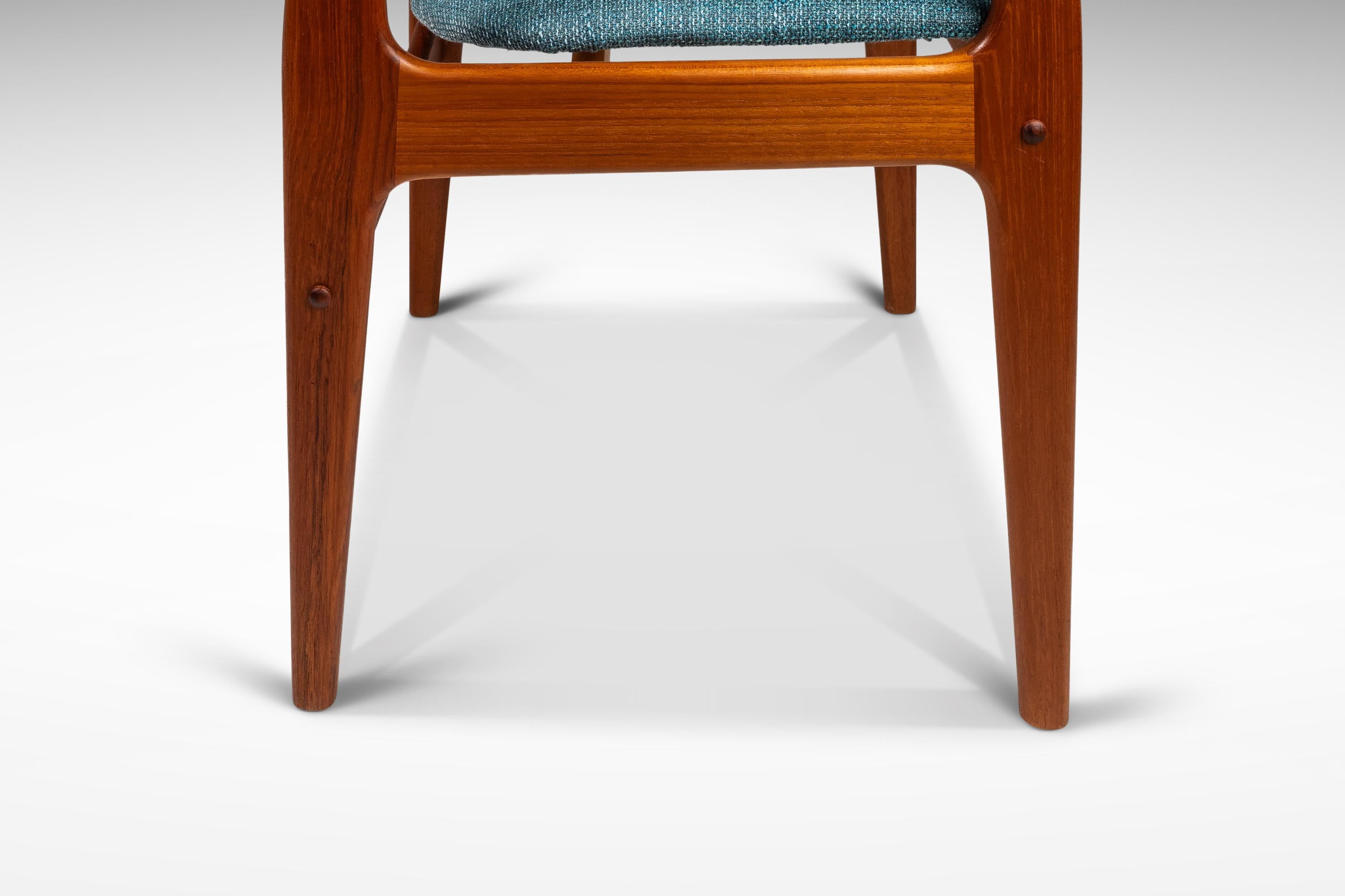 Chaise de salle à manger/de bureau/chaise en teck massif et nouveau tissu d'ameublement de Benny Linden, vers 1980 en vente 10