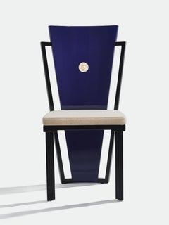 Dining Fan Chair in Lacquered Wood, Shells & Wool Upholstery by Artempo