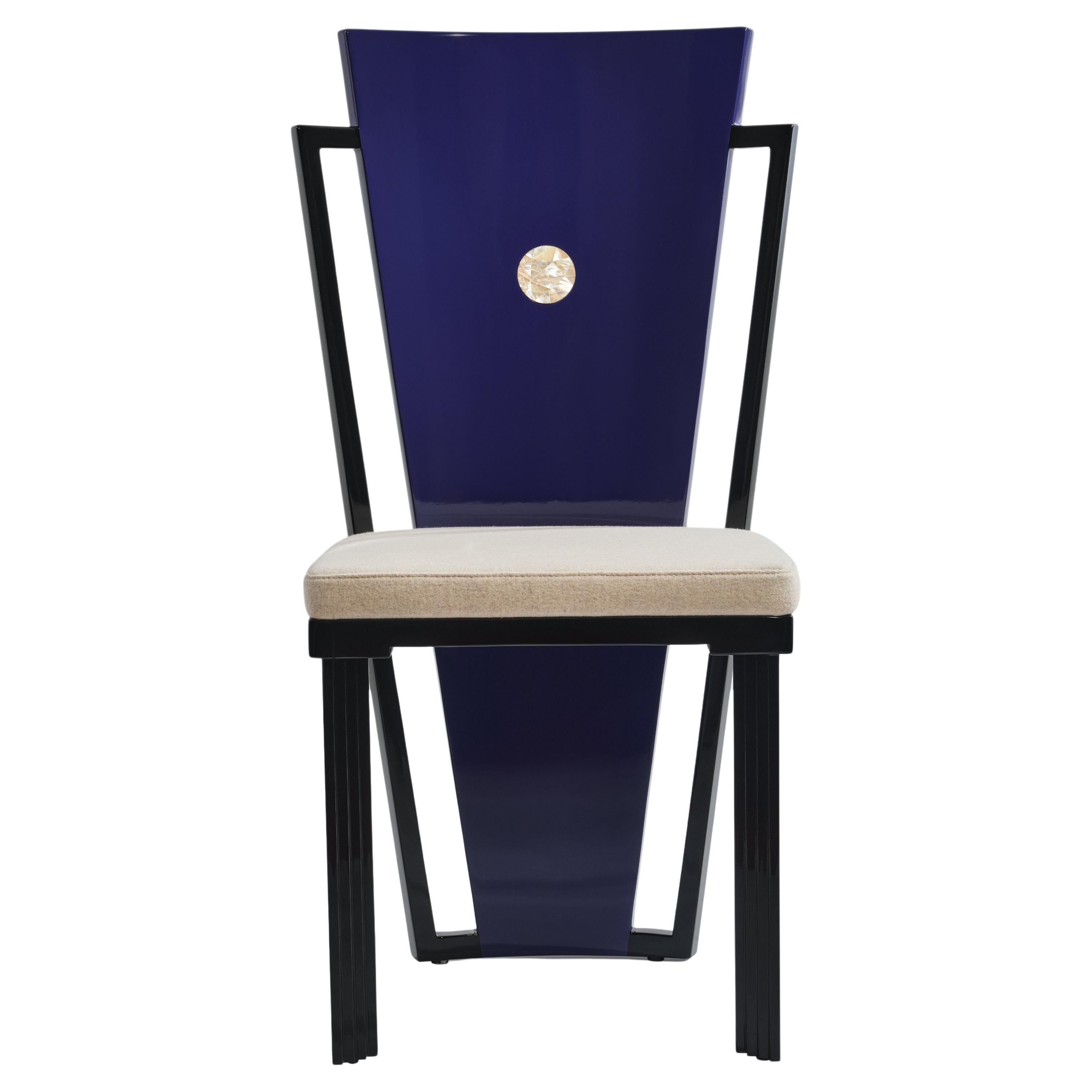 Sedia a ventaglio da pranzo in legno laccato, conchiglie e imbottitura in lana di Artempo