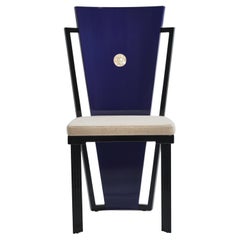 Dining Fan Chair in Lacquered Wood, Shells & Wool Upholstery by Artempo