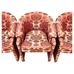 Dining Game Chairs Rolling Damask Silk Set of 4