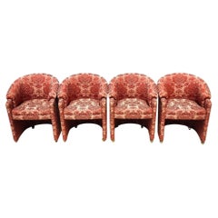 Dining Game Chairs Rolling Damask Silk Set of 4