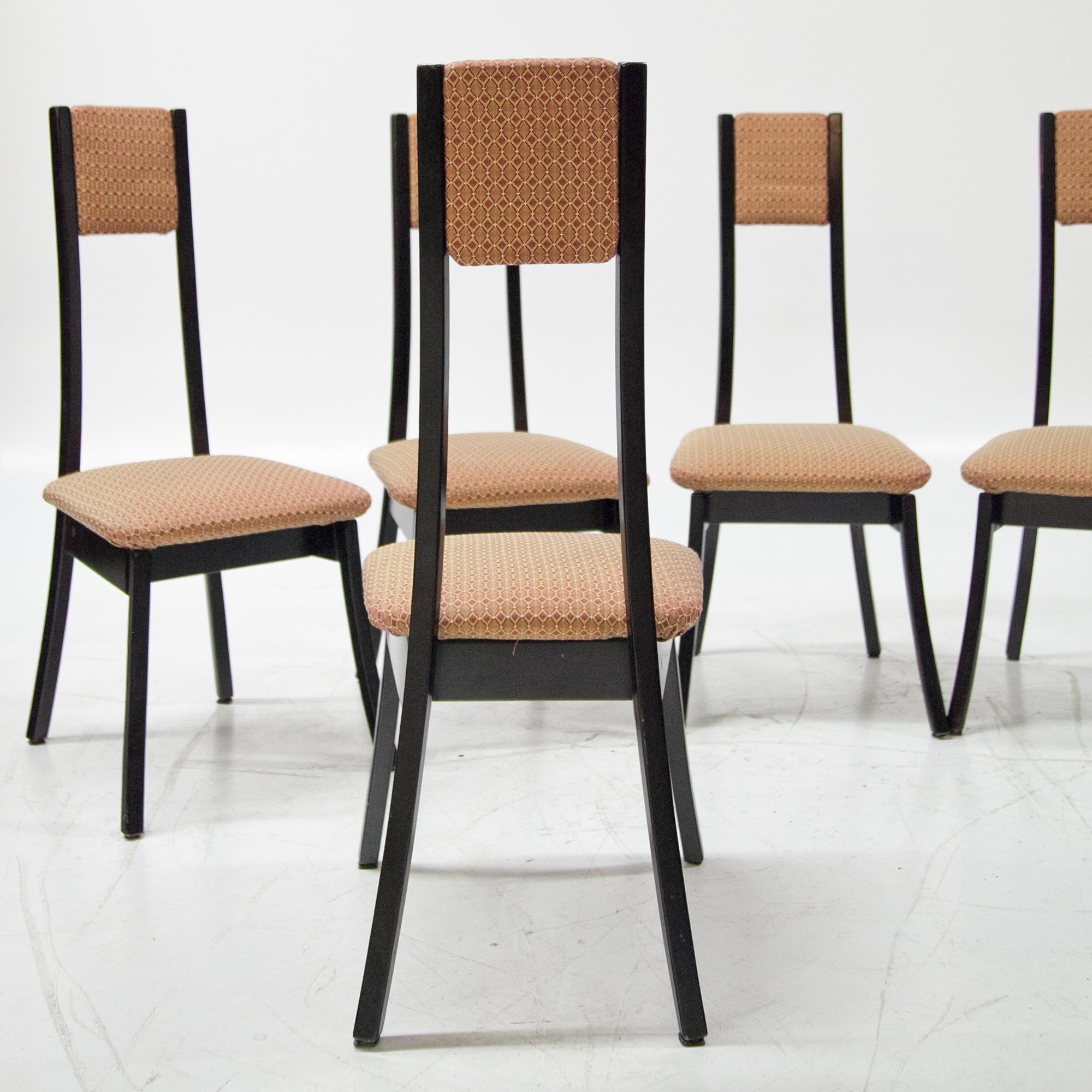 Juego de seis sillas de comedor de Angelo Mangiarotti, Italia Años 70 Moderno de mediados de siglo en venta