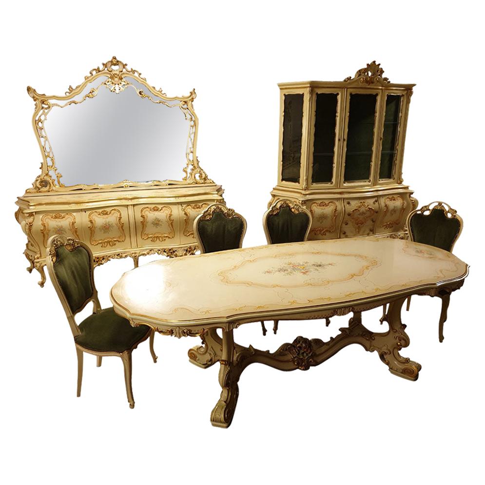 Dining / Living Room Set of 10 Pieces in the Style of Venetian Rococo For Sale