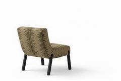 Dining Lounge Chair in FAROUCHE Embroidered Jacquard & Black Oak Legs