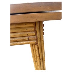 Dining or Card Table with Bamboo Legs and Apron