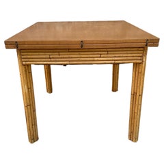 Dining or Card Table with Bamboo Legs and Apron