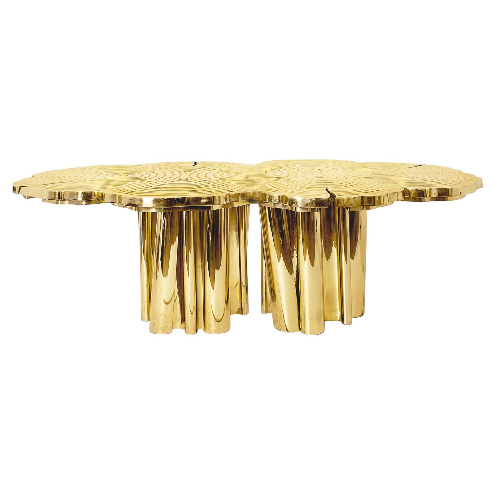 Tresor Dining Table in Polished Brass