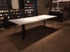 Dining or Conference Table Marble Carrara Top Black Steel Structure by Driade