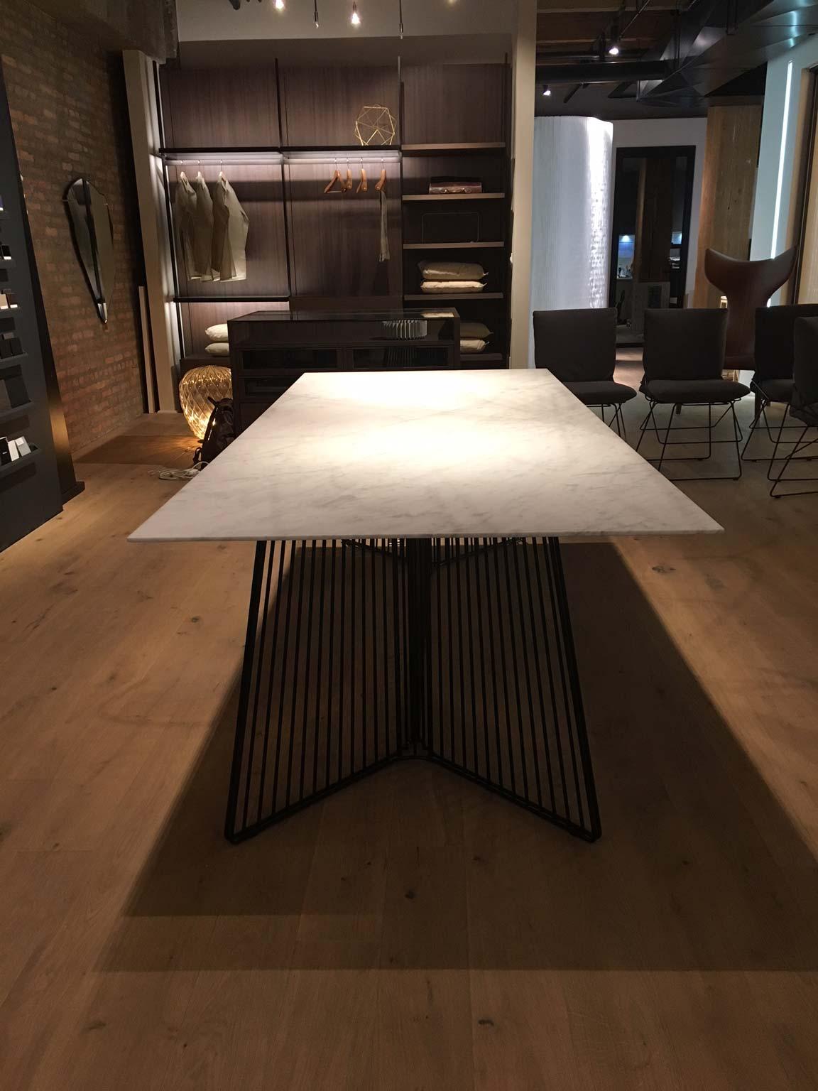 Modern Dining or Conference Table Marble Carrara Top Black Steel Structure by Driade