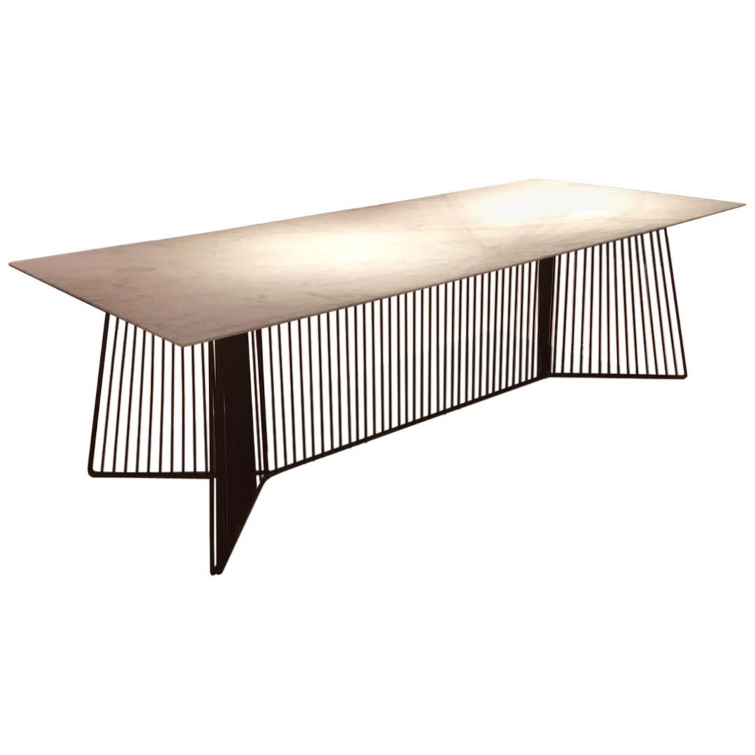Dining or Conference Table Marble Carrara Top Black Steel Structure by Driade