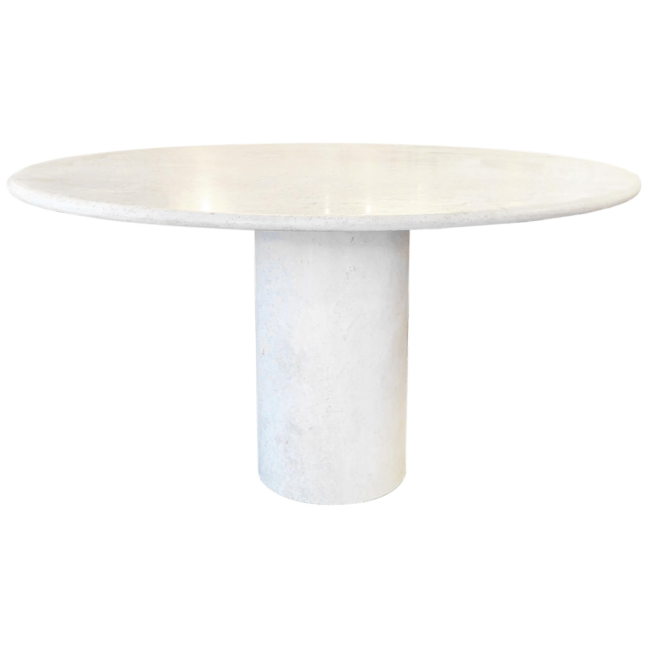 Dining Pedestal Table in Travertine, circa 1970