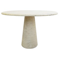 Dining Pedestal Table in Travertine, Italy, 1970s
