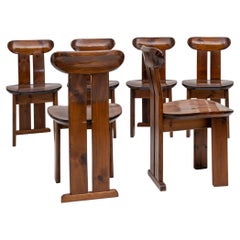 Dining Room Chairs, Wood, in the style of  Mario Marenco, Italy 1970s