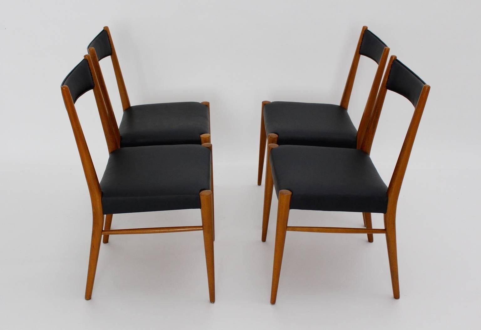 Mid Century Modern Four Vintage Dining Room Chairs Anna-Lülja Praun, 1953 Vienna For Sale 1