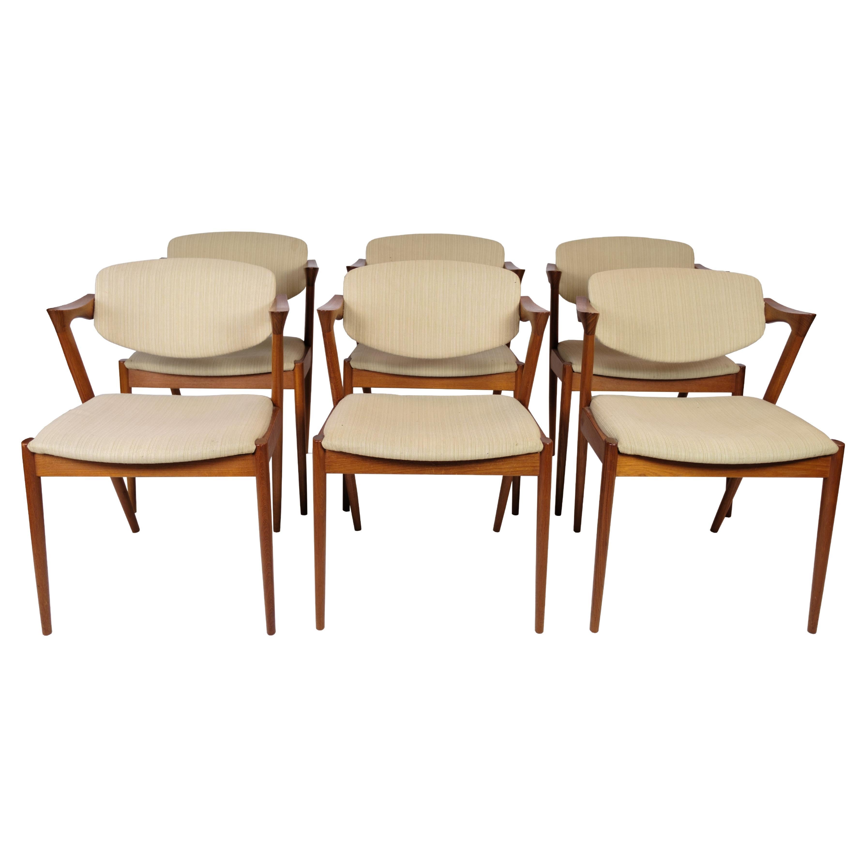 Dining Room Chairs, Model 42, Kai Kristiansen, Schou Andersen, 1960 For Sale