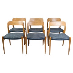 Vintage Dining Room Chairs Model 75 Made In Teak By Niels O. Møller From 1960s