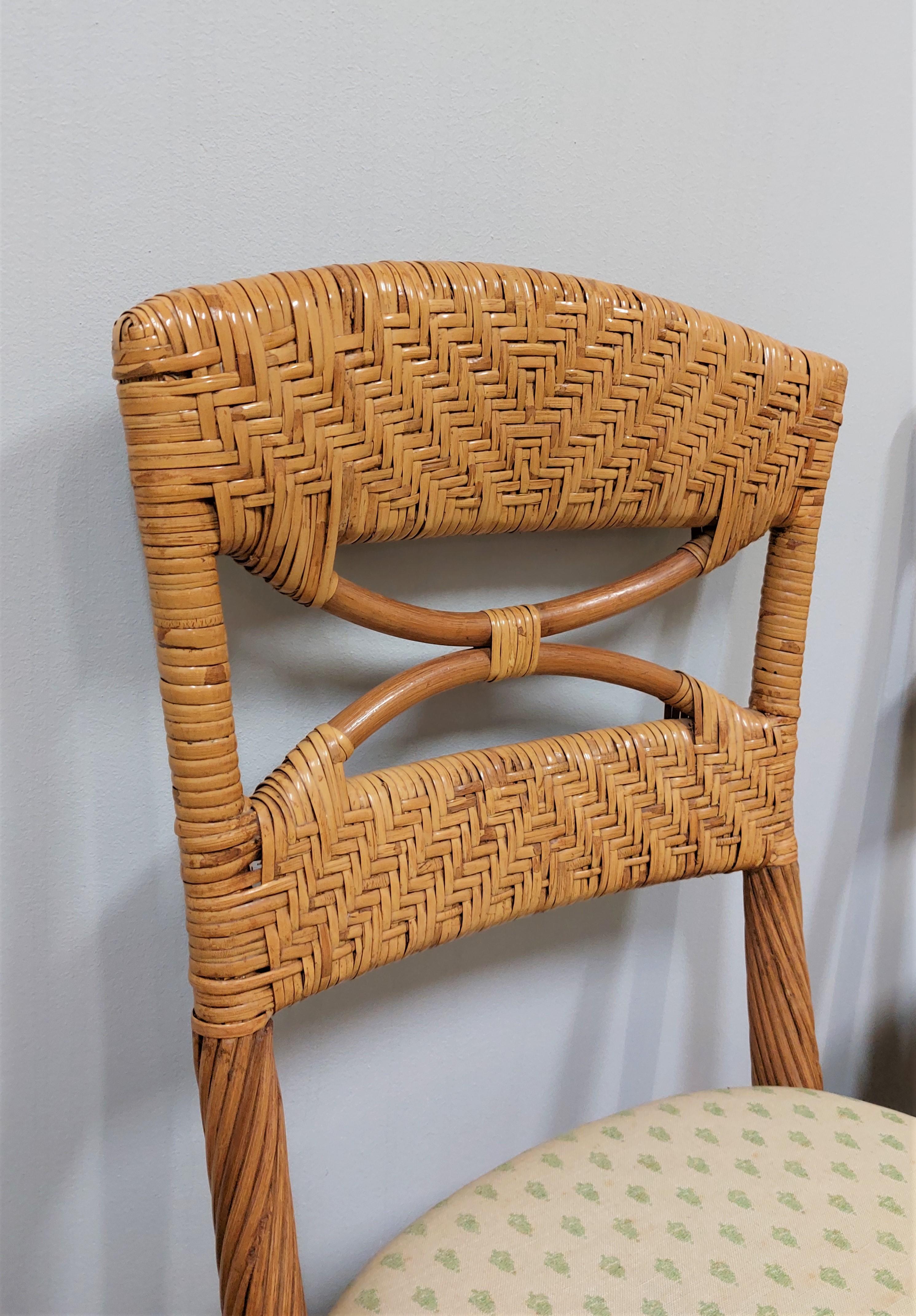 Dining Room Chairs Wicker Fabric Vivai del Sud Midcentury Italy 1980s Set of 4 For Sale 3
