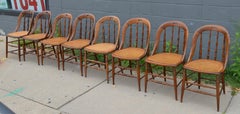 Dining Room Chairs with Caned Seats, Victorian Windsor Bow Back Style, Set of 8