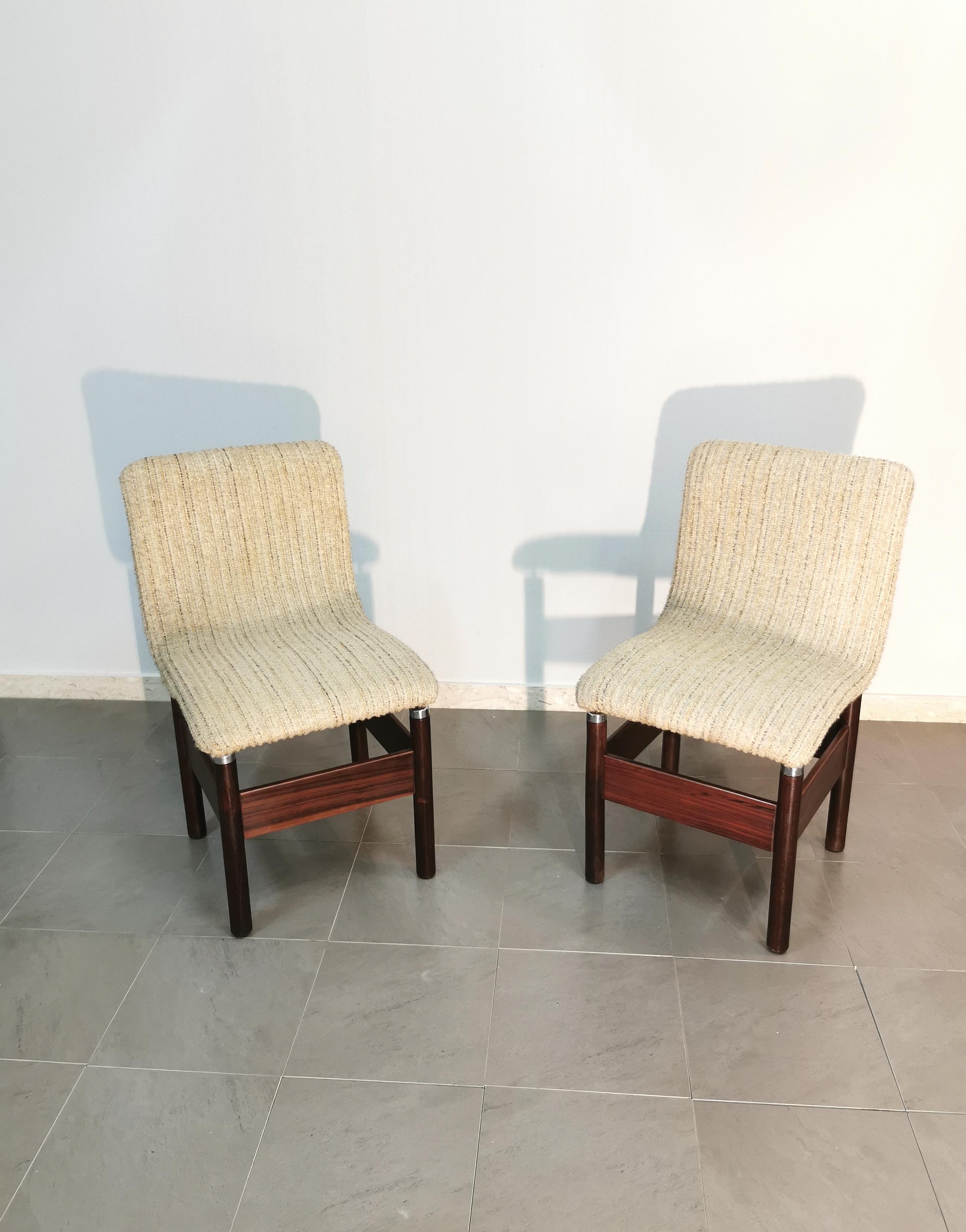 Dining Chairs Wool Wood by Vittorio Introini for Saporiti Italy 1960s Set of 6 7