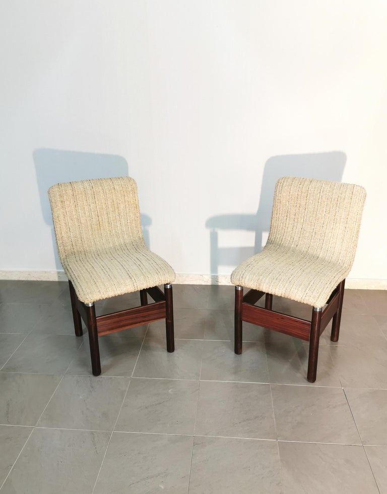 Dining Room Chairs Wool Wood by Vittorio Introini for Saporiti 1960s Set of 6 For Sale 7