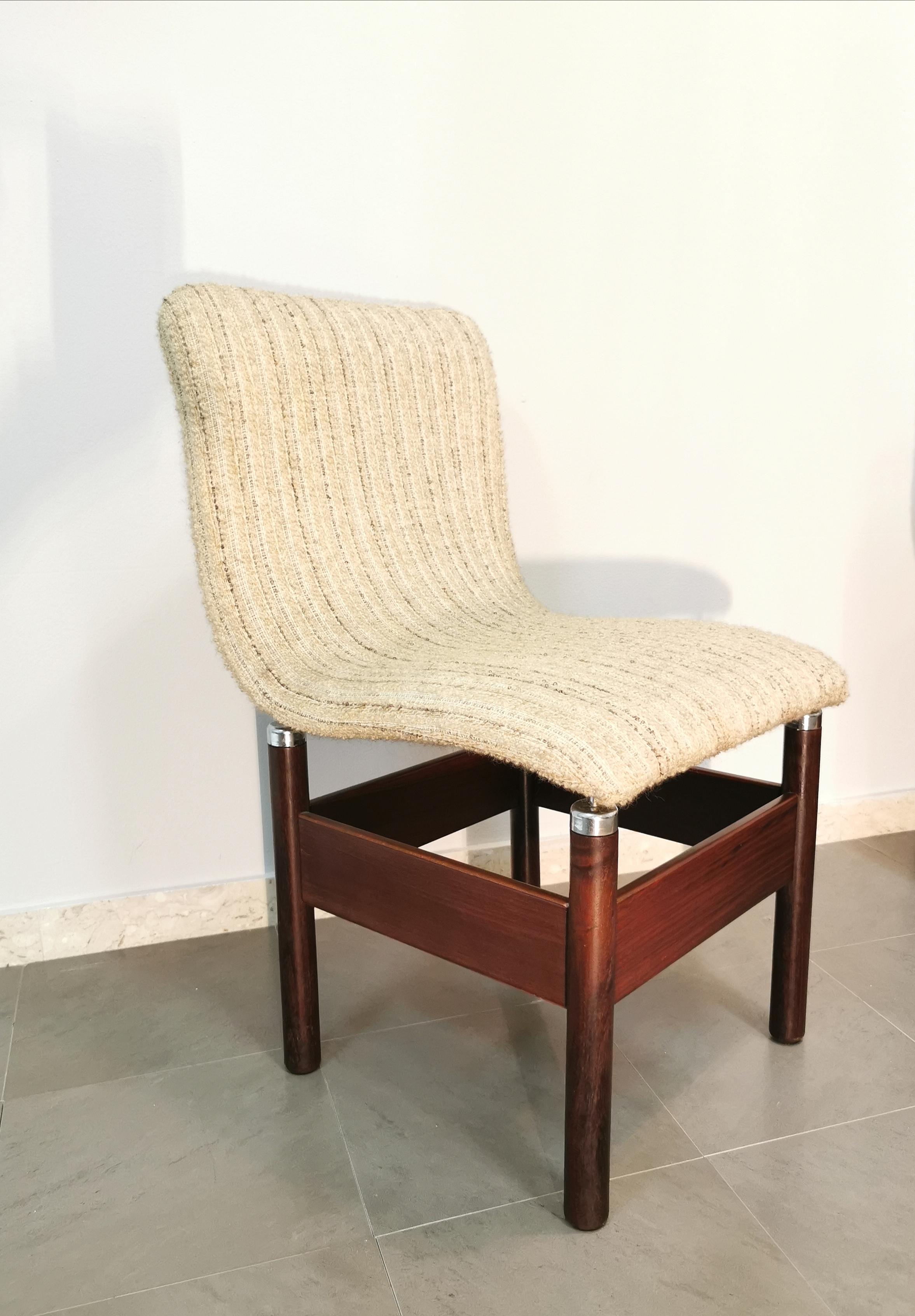 Dining Chairs Wool Wood by Vittorio Introini for Saporiti Italy 1960s Set of 6 8
