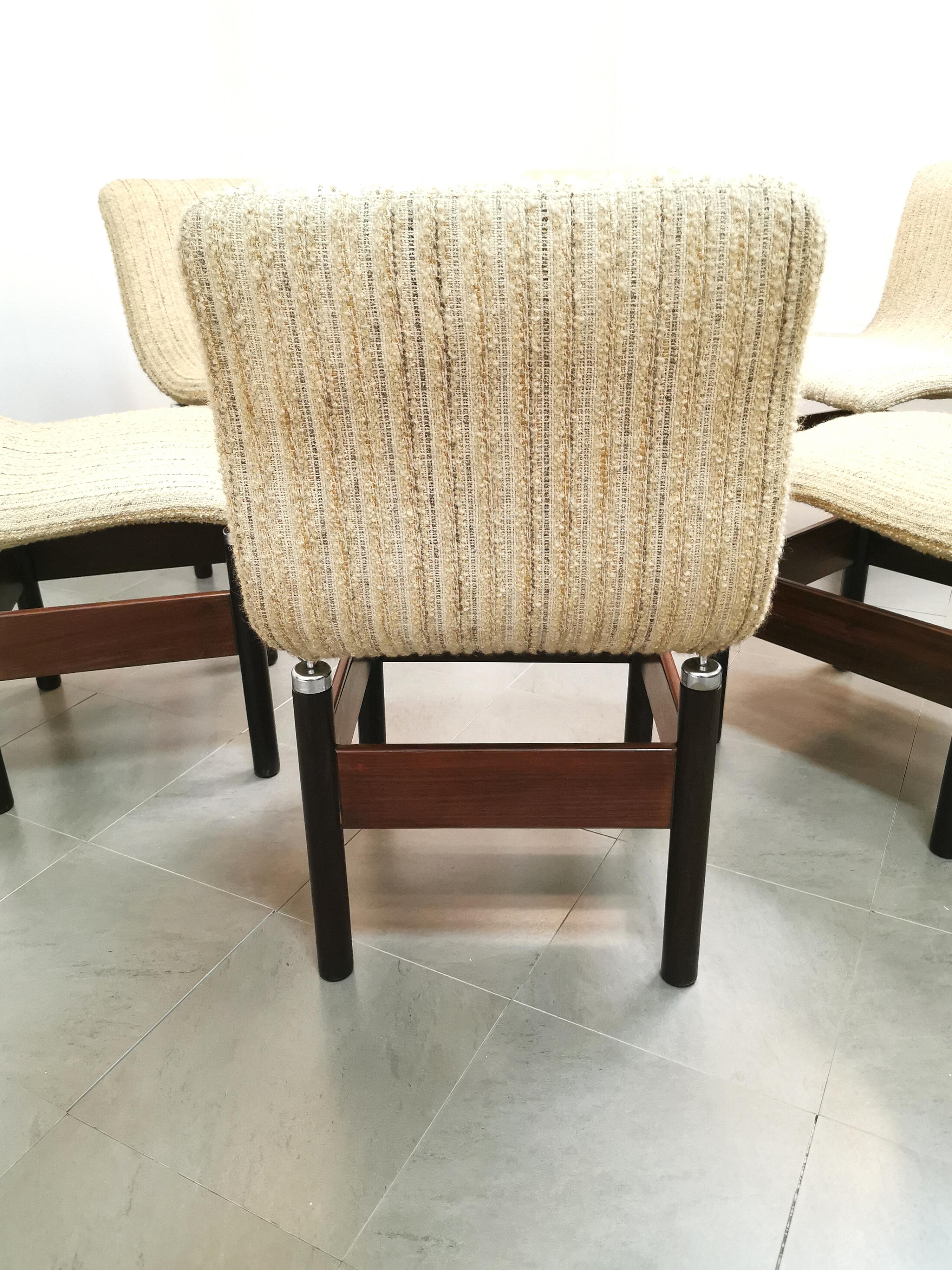 Dining Chairs Wool Wood by Vittorio Introini for Saporiti Italy 1960s Set of 6 10