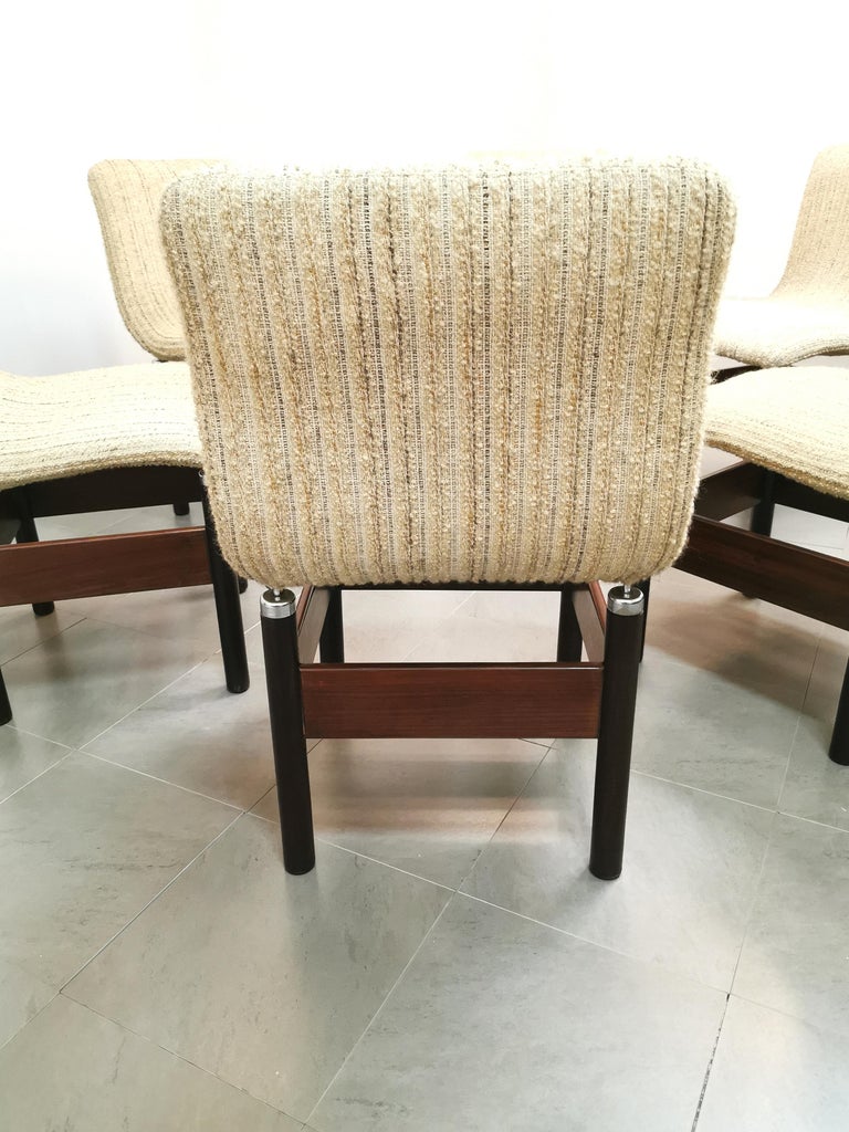 Dining Room Chairs Wool Wood by Vittorio Introini for Saporiti 1960s Set of 6 For Sale 10