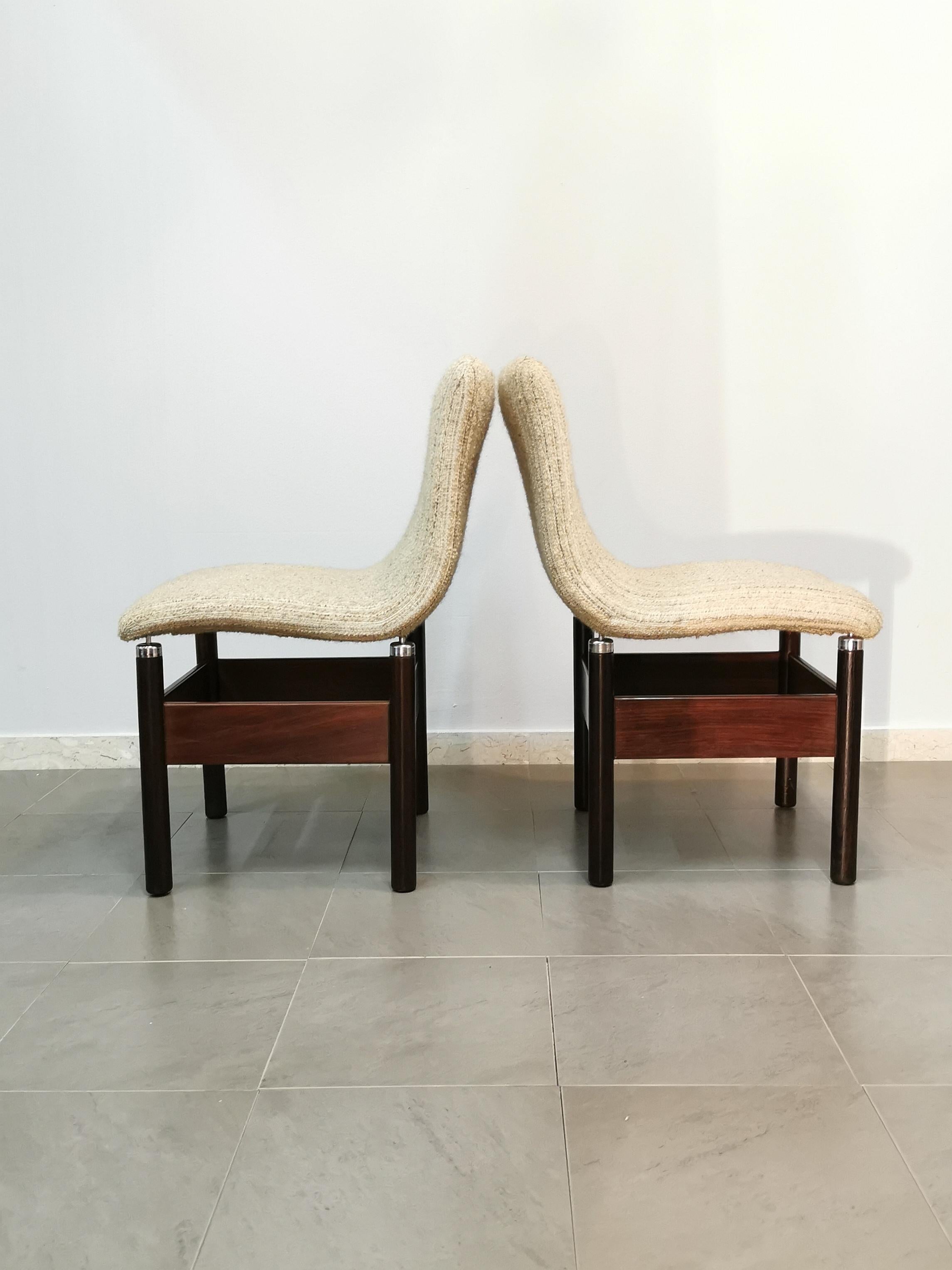 Dining Chairs Wool Wood by Vittorio Introini for Saporiti Italy 1960s Set of 6 In Good Condition In Palermo, IT