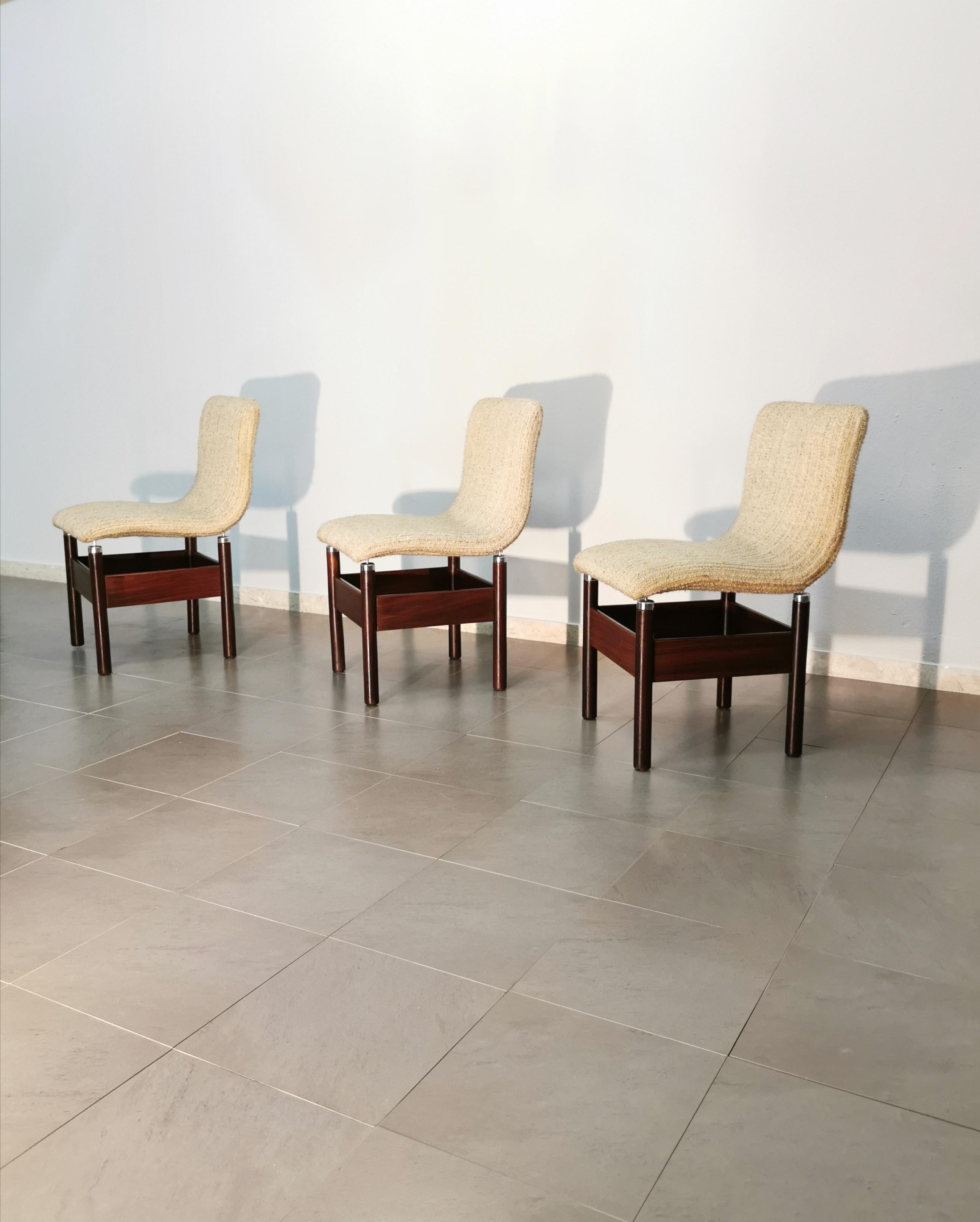 Dining Chairs Wool Wood by Vittorio Introini for Saporiti Italy 1960s Set of 6 1