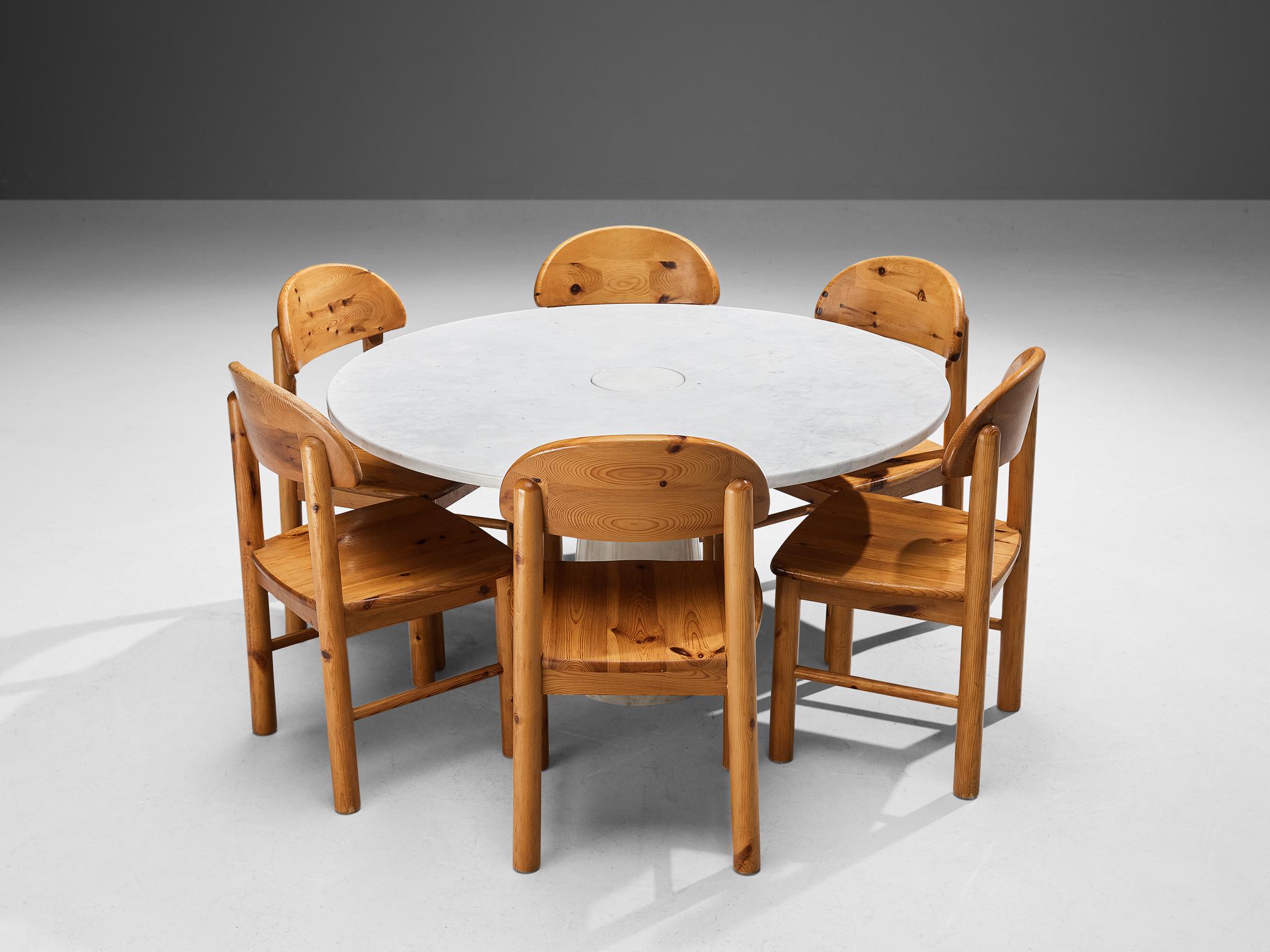 Postmoderne Ensemble de salle à manger Angelo Mangiarotti et six chaises Rainer Daumiller en vente