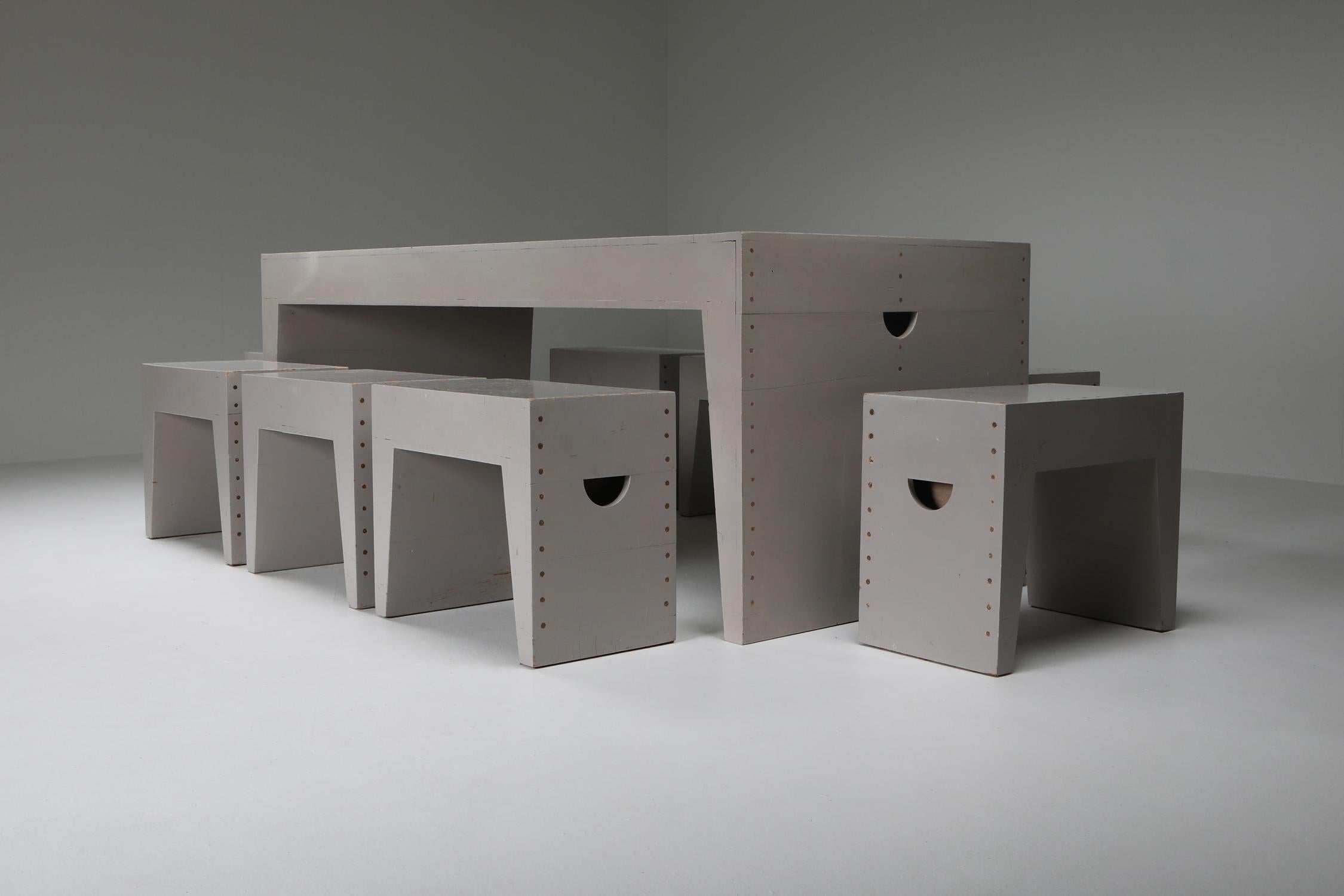 Mid-Century Modern Dining Room Set, Bossche School, Dom Hans van der Laan, Jan De Jong For Sale