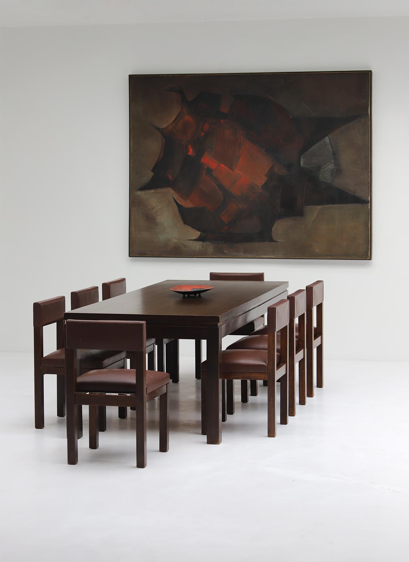Mid-Century Modern dining room set designed by Emiel Veranneman, admired by Victor Vasarely 1960