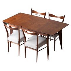 Dining Room Set: Extendable Table and Set of 4 Chairs, Belgian Design, 1950s