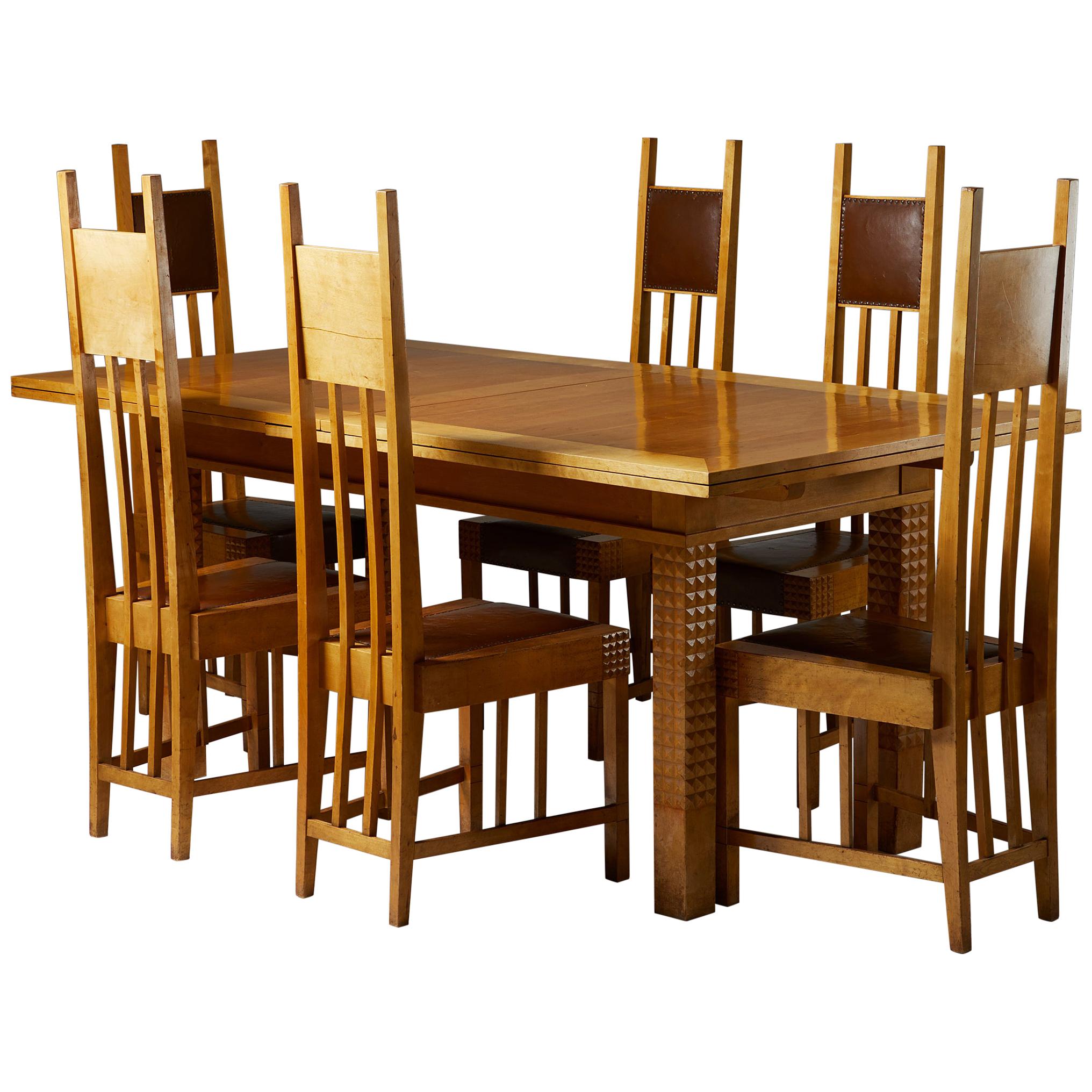 Dining set designed by Uno Ullberg for Hangö Ångsåg & Ångsnickeri AB, Finland For Sale