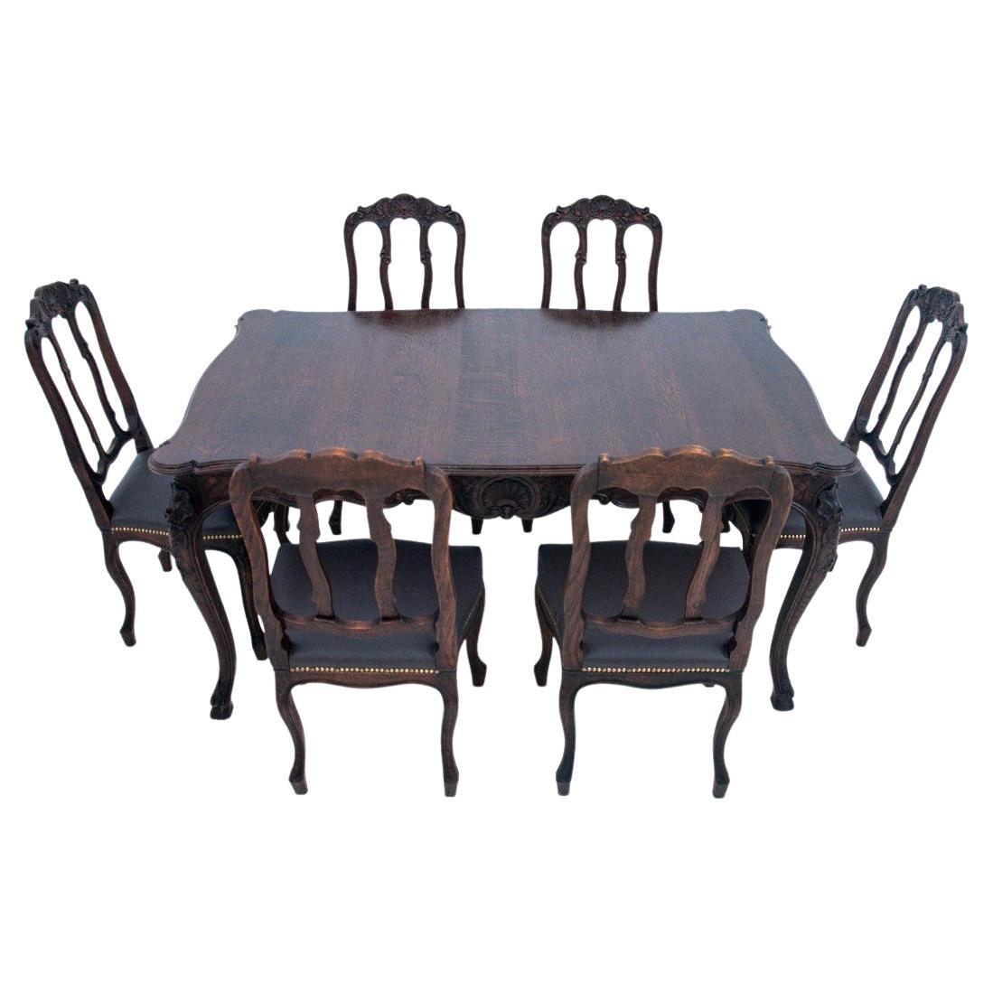 Antique Exceptional French Dining Set circa 1920 Table and Chairs at 1stDibs