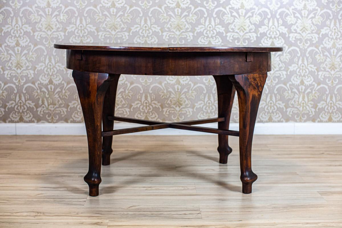 Oak & Walnut Dining Room Set From the Interwar Period in Blue Upholstery For Sale 9