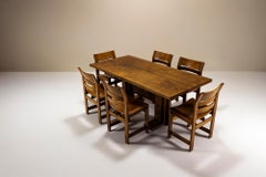 Dining Room Set in Slavonian Oak by Giuseppe Rivadossi, Italy 1980s