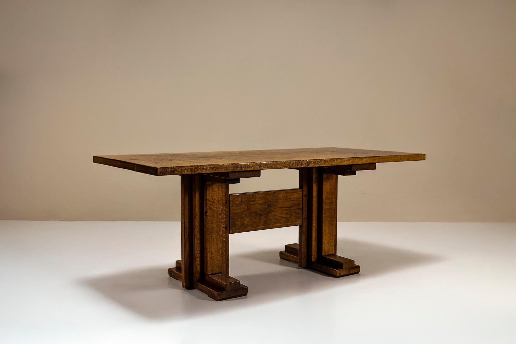 Italian Dining Room Set in Slavonian Oak by Giuseppe Rivadossi, Italy 1980s