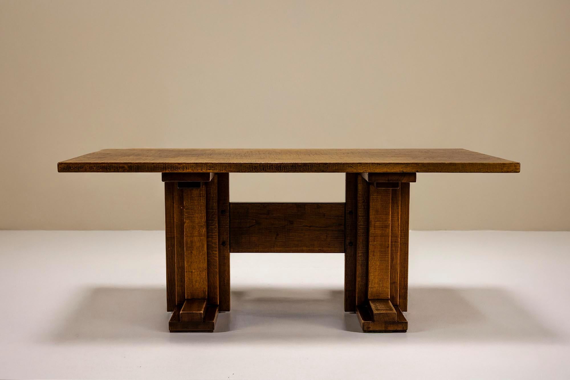 Dining Room Set in Slavonian Oak by Giuseppe Rivadossi, Italy 1980s In Good Condition In Hellouw, NL