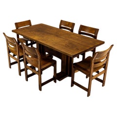 Dining Room Set in Slavonian Oak by Giuseppe Rivadossi, Italy 1980s