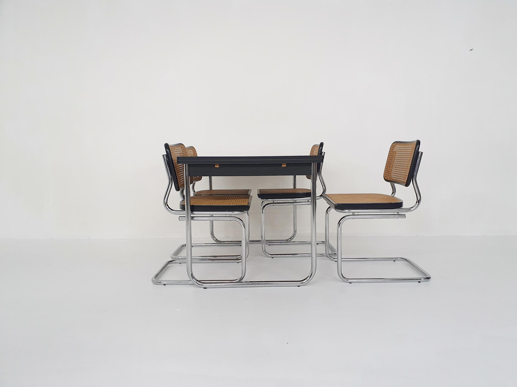 French Dining Room Set in the Style of Marcel Breuer for Thonet, 1980's